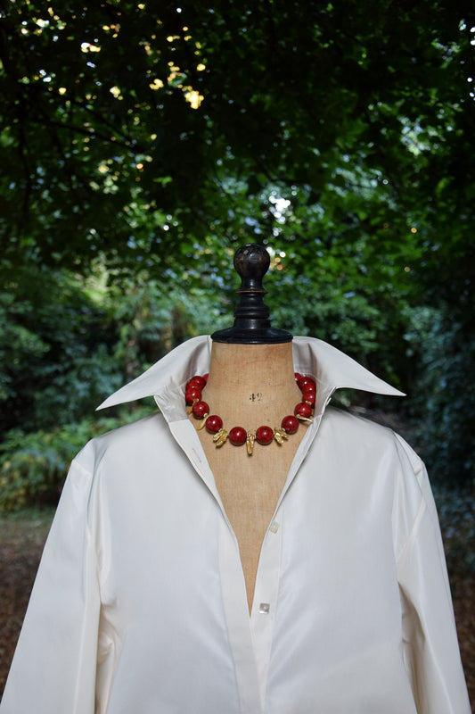 Handgefertigte Elan Bluse in Ivory aus der Kollektion The New Luxury von PALAIS du SOLEIL
